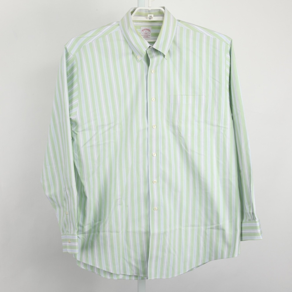 Brooks Brothers Shirt Mens Large 346 Non Iron Button Down Stripe Dress Shirt - Picture 2 of 9